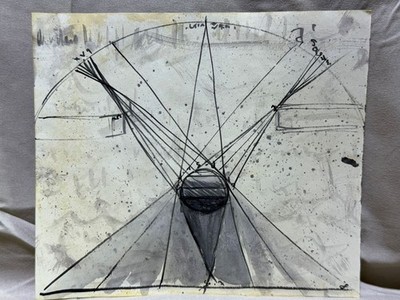 LEONARDO DA VINCI  drawing and painting on old paper signed stamped vintage