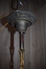 Antique Cast Iron And Stained Glass Pendant Ceiling Fixture — photo 5