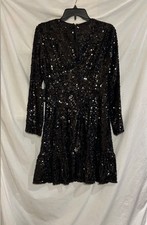 vera wang black sequin dress XL