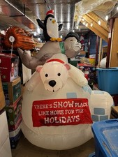 Gemmy Airblown Inflatable North Pole Pals On Igloo Christmas Holiday Decor