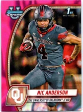 Nic Anderson 2024 Bowman University Chrome #136 Pink Lava Refractor Sooners