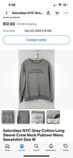 Saturdays NYC Gray Cotton Long Sleeve Crew Neck Pullover Mens Sweatshirt Size M