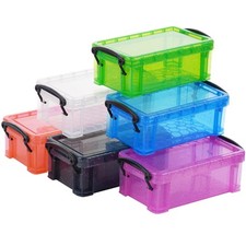 Mini Plastic Storage Containers with Locking Lids 6 PCS Small Plastic Box 5.4...