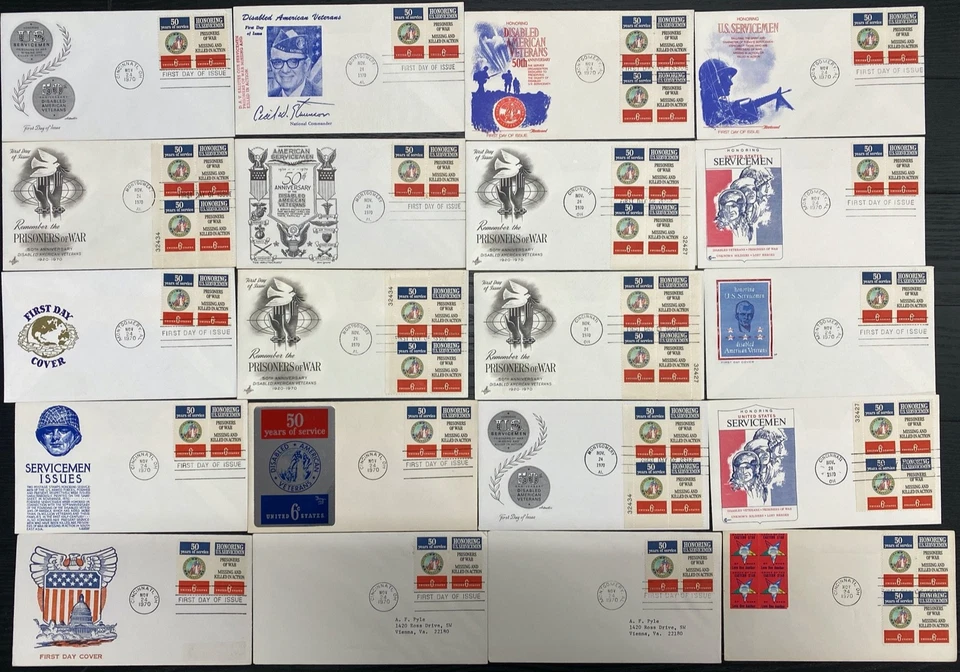 #1421-22A KIA & POW & Disabled Veterans mixed cachet First Day covers lot of 50 - Image 2 of 3