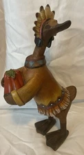 VTG tii Collections Thanksgiving Native Duck Pilgrim Figurines Resin 12” Tall