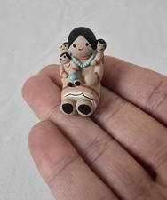 Native Navajo Miniature Cleo Teissedre Clay Figurine Three Kids Made In USA