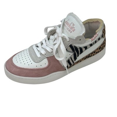 Diadora Heritage Women's Pink Suede/White Sneakers With Leopard Print Accent 9