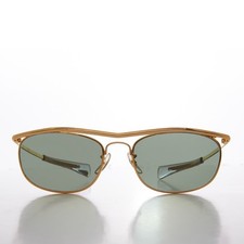Gold 80s Metal Wrap Sunglass with Paddle Temples - Gorman