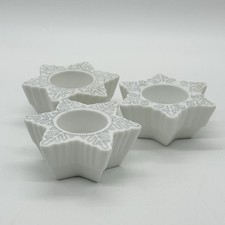 PARTYLITE P7121 SNOW DRIFTERS White Snowflake Tealight Holder Set of 3 Retired