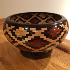 Segmented 23 layer, tri-color 7" One-of-a-Kind Turned Wooden Bowl  NWOB