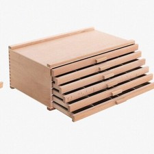 Wooden 6-Drawer Art Supply Organizer with Adjustable Dividers