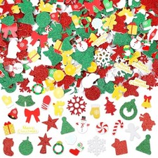 SEPGLITTER 600Pcs Christmas Foam Sticker Xmas Glitter Self Adhesive Sticker
