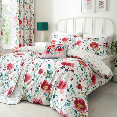 Dreams & Drapes Abstrakt Mohn Blumen Bettbezug Schlafzimmer Kollektion Rot