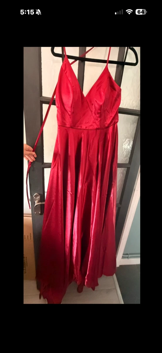 open lace back dress Glitz Asymmetrical Fringe Hem Dress Red Selfie Leslie