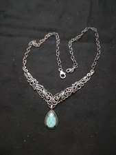 Carolyn Pollack Relios Bib Necklace With Turquoise Doublet Enhancer Sterling