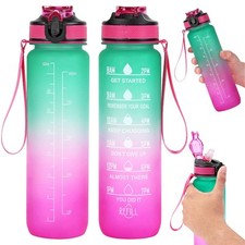1L Sports Water Bottle Gym Travel Drinking Leakproof Bottle With Straw BPA-Free