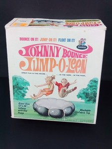 Vintage Johnny Bounce Rapco Jump O Leen Round Inflatable Float Toy Trampoline