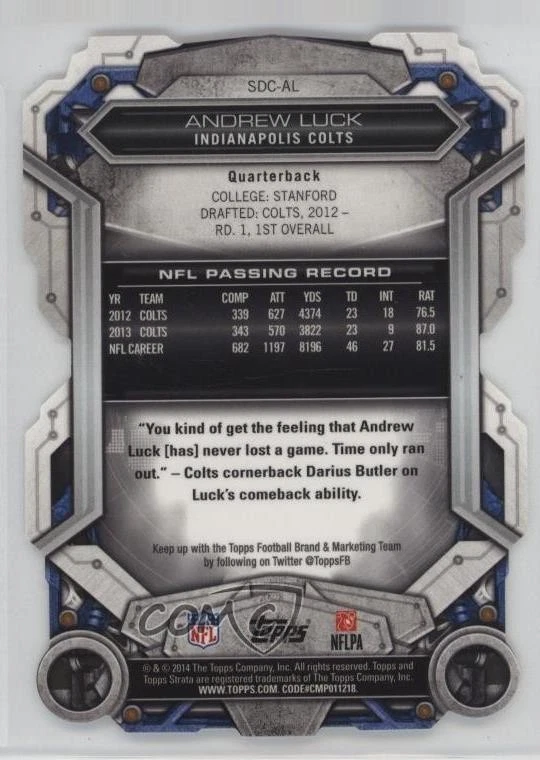 2014 Topps Strata Die-Cuts Andrew Luck #SDC-AL - Image 2 of 2