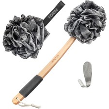 Loofah Back Scrubber for Shower Bamboo Charcoal Fiber Infused Loufas fo...