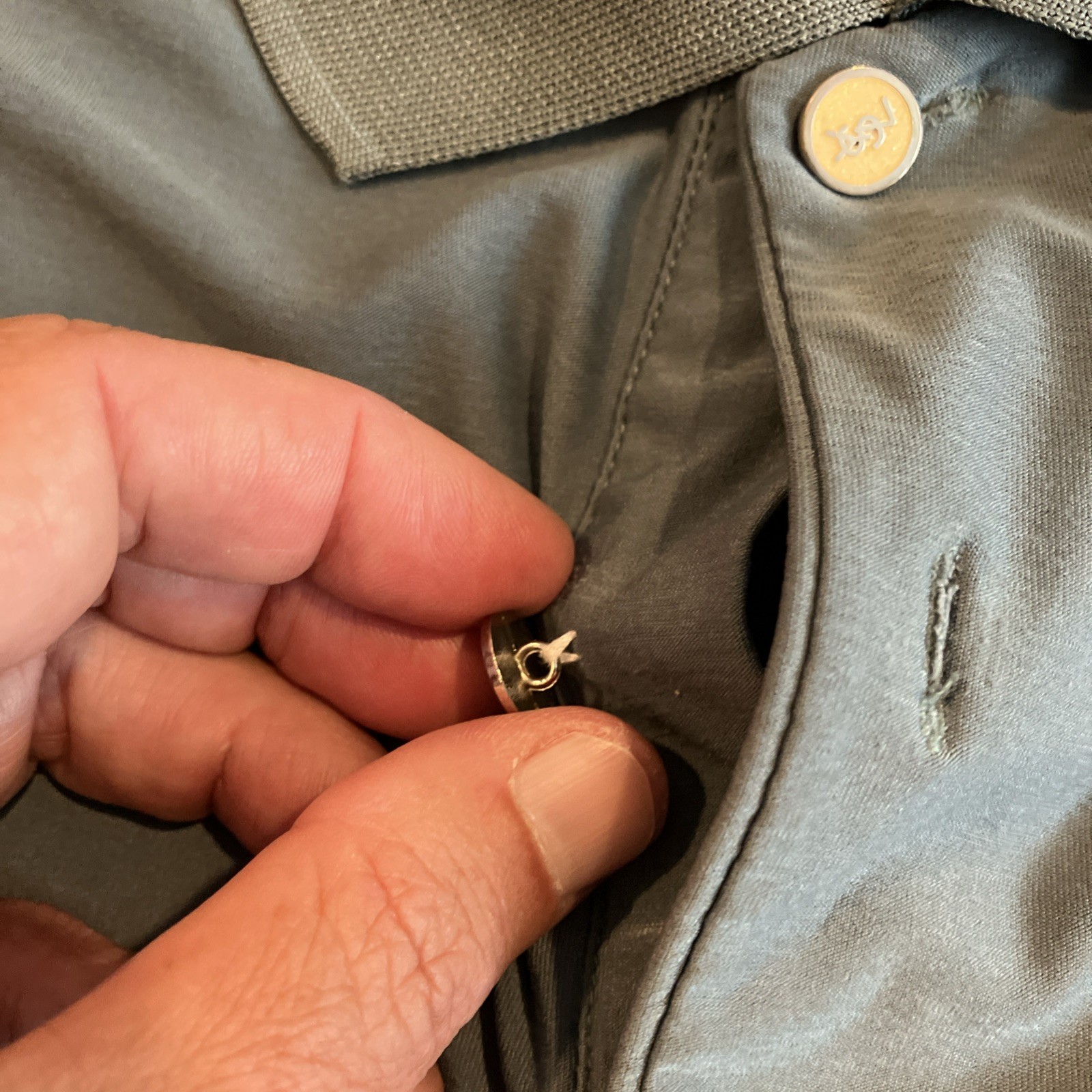 Vintage Yves Saint Laurent YSL Polo con bottoni in metallo Logo Taglia 50 Large