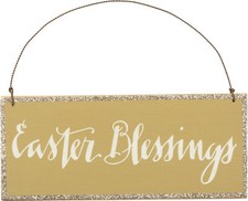 PBK Easter Decor - Easter Blessings Glitter Ornament Sign