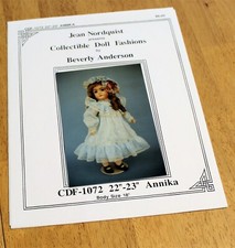 Jean Nordquist: COLLECTIBLE DOLL FASHION Pattern "ANNIKA" by BEVERLY ANDERSON