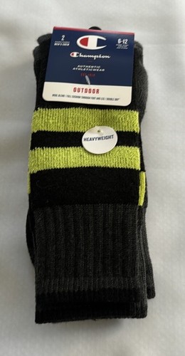 Champion Boot Socks Mens 2 Pack Black Gray Wool Blend
