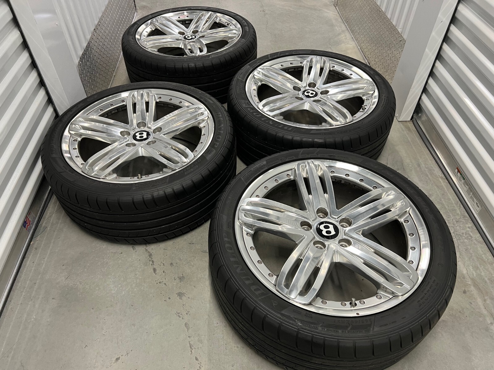 21" Authentic Bentley Mulsanne 3Y0601025N Wheels + Dunlop Tires + TPMS + Caps