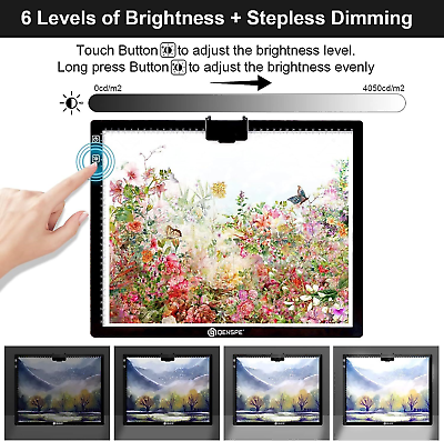 A3 Light Pad, 6 Levels&Stepless Dimmable Diamond