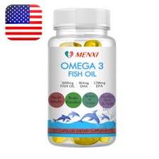 Omega 3 Fish Oil Capsules 3x Strength 3600mg EPA  DHA,Highest Potency Caps