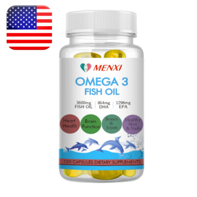 120 Pills Omega 3 Fish Oil Capsules 3x Strength 3600mg EPA & DHA Highest Potency