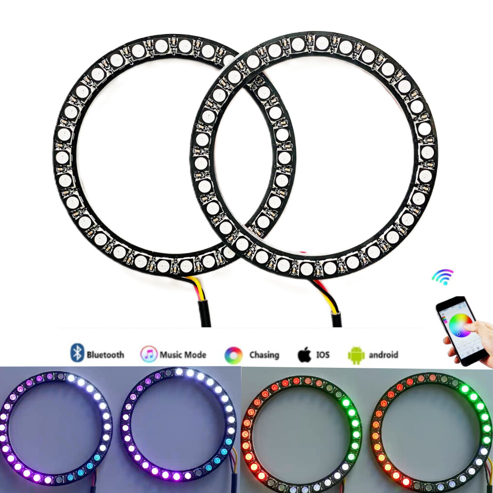 2pcs 80mm Dynamic Chasing Angel Eye Halo Ring for Car Motorcycle Fog Retrofit