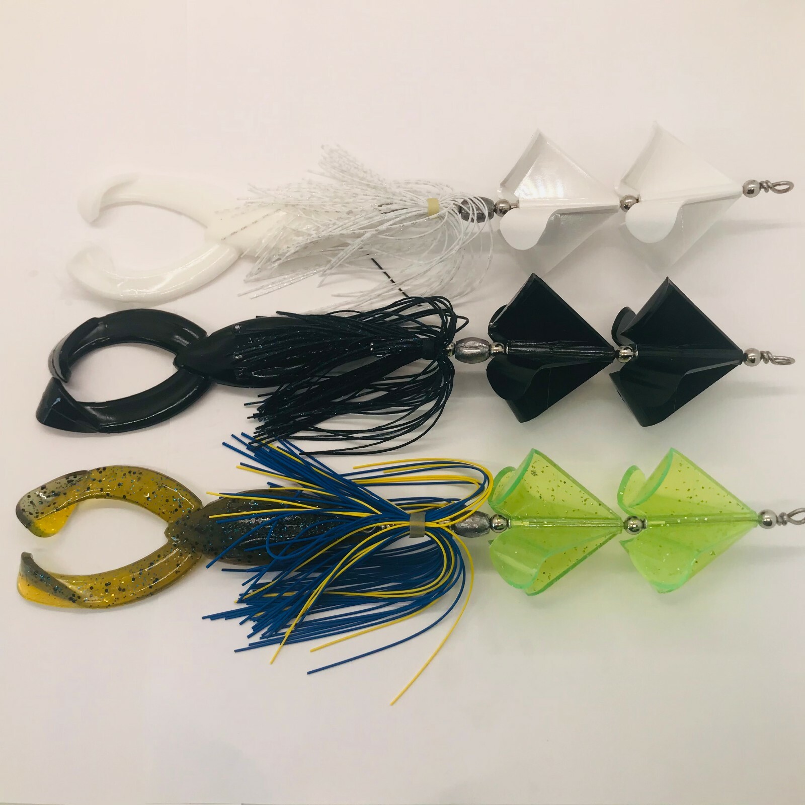 Double Black 1/4oz Quad Blade Buzzbait, Black/Blue Skirt & Frog eBay
