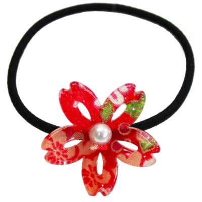 Japanese Chirimen Made Sakura Design Hair Accessory Elastic Hair Band Ponytai...