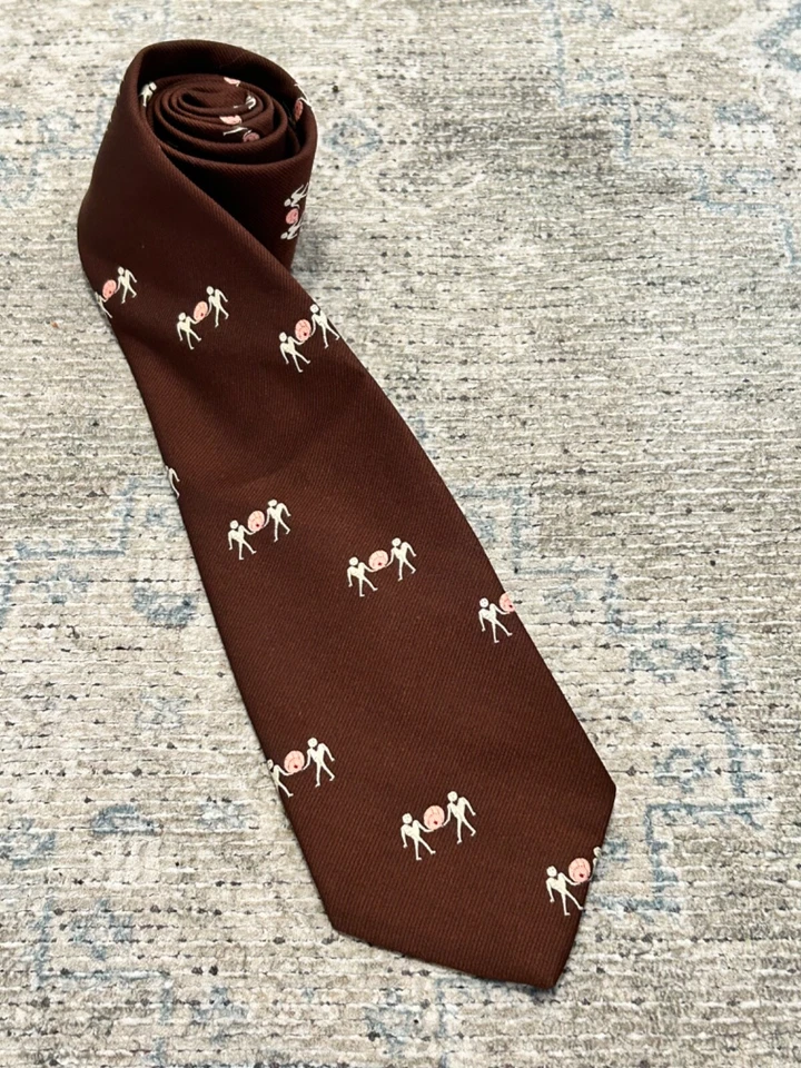 Corbata preppy bordada globo ocular extraterrestre raro vintage Foto 2 de 4