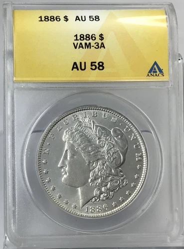 1886 $1 Morgan Silver Dollar ANACS AU58 VAM-3A #
