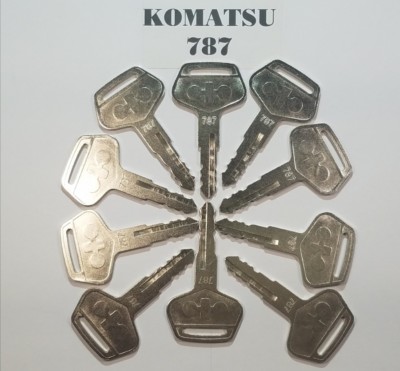 (10) Komatsu Keys # 787 for Excavator Dozer Loader, Heavy Equipment with Logo.