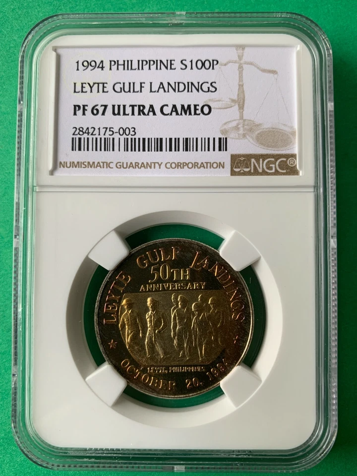 PHILIPPINES 1994 100 PISO MACARTHUR LEYTE GULF LANDING COMMEM NGC PF 67 UC - Image 2 of 4
