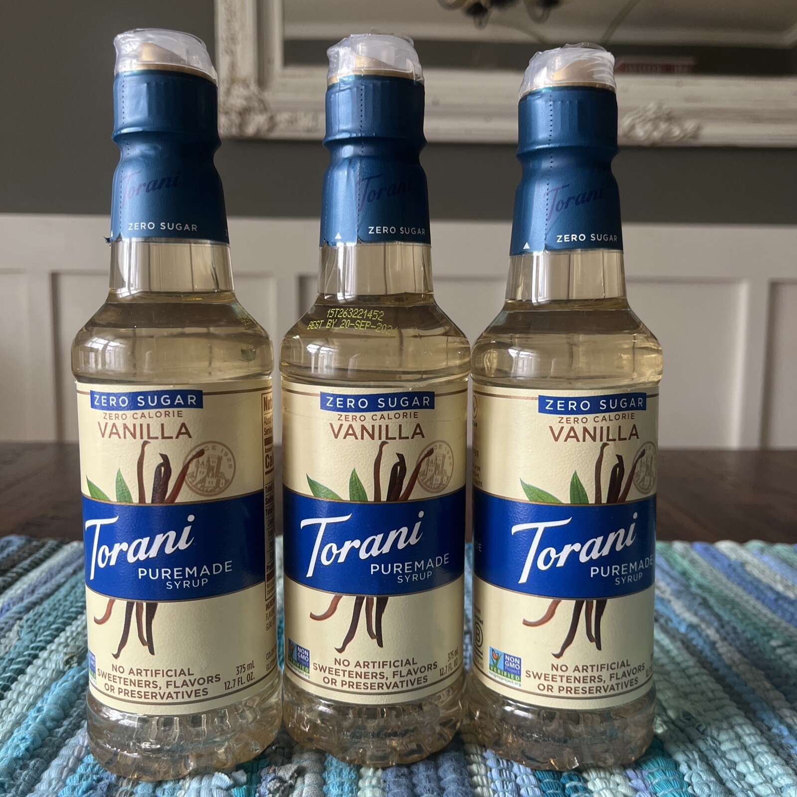 3 Torani Zero Sugar Puremade Syrup Vanilla Flavor 12.75 fl oz BB 9/24
