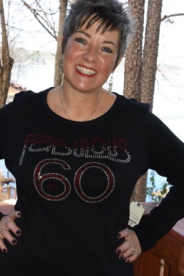 60th Birthday rhinestone shirt or tank XS S M L XL XXL 1X 2X