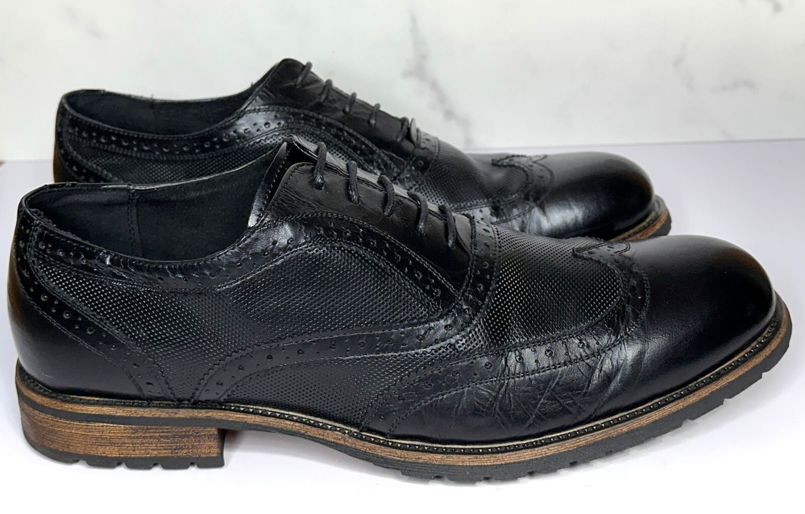 SAOLA Steve Madden scarpe eleganti uomo 12 alette Oxford nere pelle stringate