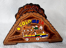 Embossed 6 pc Leather Coasters And Holder Set Made In Colombia