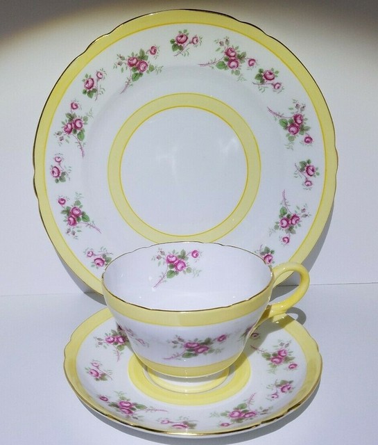 Shelley England Bridal Rose 13247 Tea cup Saucer Plate Fine Bone China