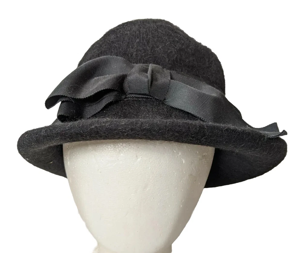 Vintage Wool & Grosgrain Ribbon Bowler Church Hat Shaq-Lon Old Money Mid Century - Image 3 of 4
