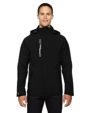 Mens Size L Black Soft Shell Jacket W/Hood Zipper North End Sport Axis New W/Tag