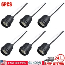 6pcs Lamp Base Waterproof Black Pigtail Lamp Holder Socket 250V 6A 12