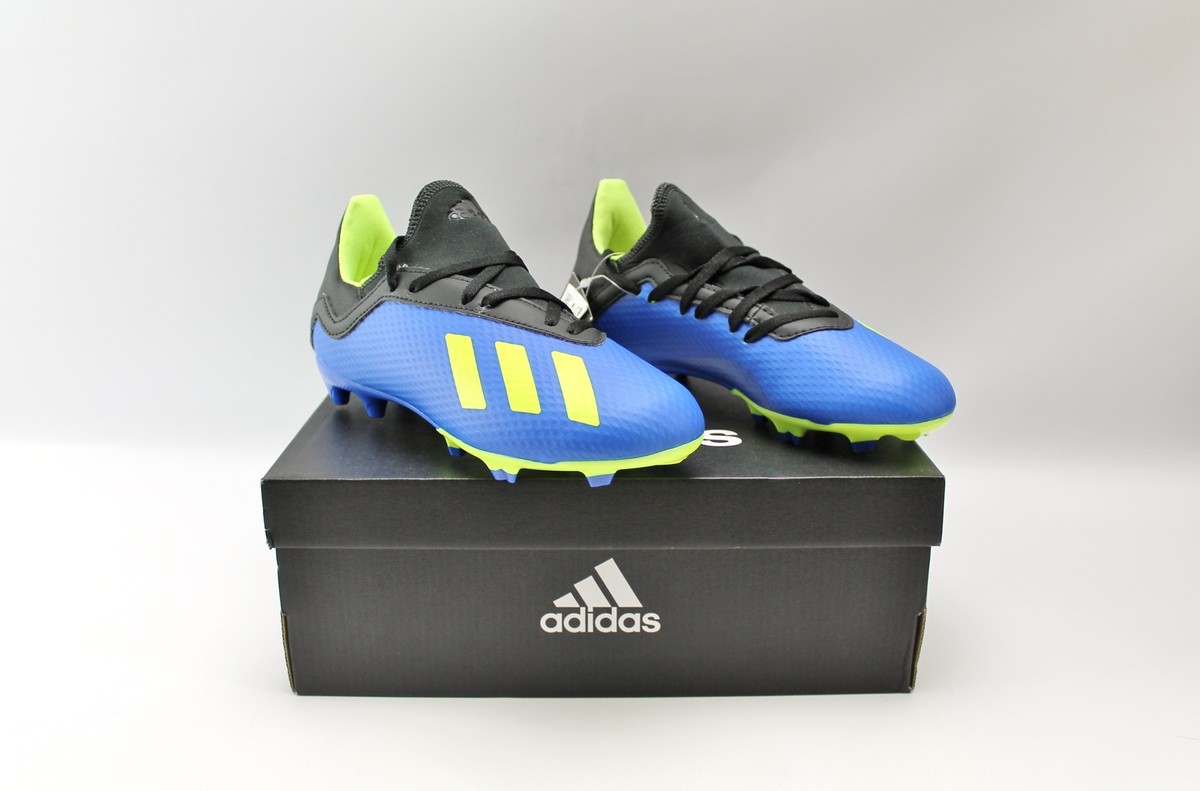 Adidas X Soccer Kids Cleats Black and Blue Yellow Striped Black Laced