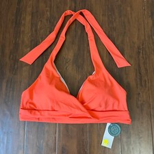 BODEN Levanzo Bikini Top Womens Sz 16-18 Orange Halter Neck Tie Swimwear NWT