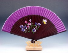 Beautiful Flowers  Butterfly Folding Fan Hand Fan Wall Decor w/ STAND 06231608