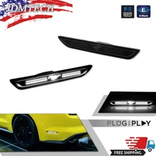 For 2015-2023 Ford Mustang Smoked Lens White LED Rear Side Marker Lights Set Kit